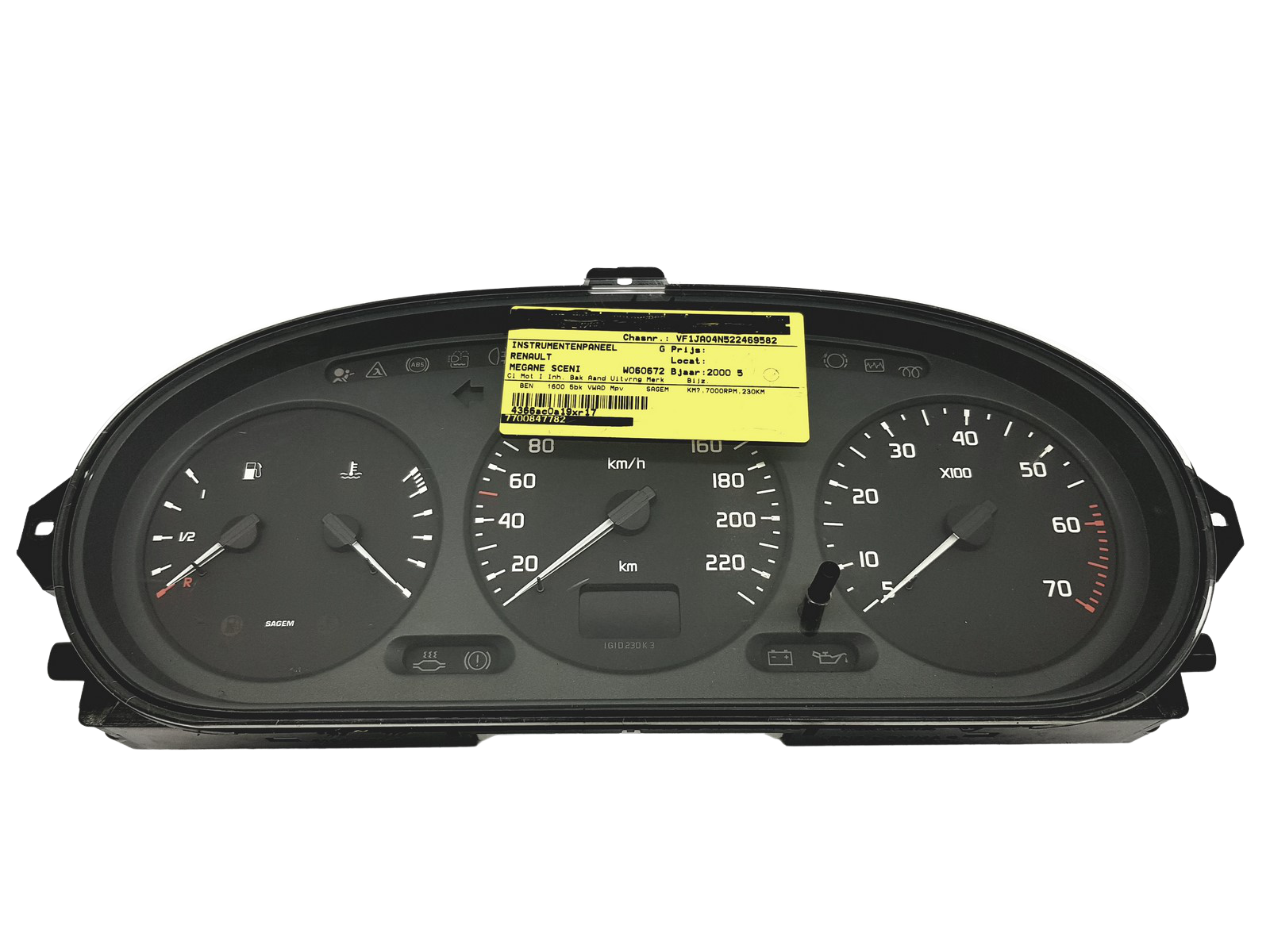 Tachometer Renault Megane 1 Scenic 1 7700847782 G 49550 main product photo