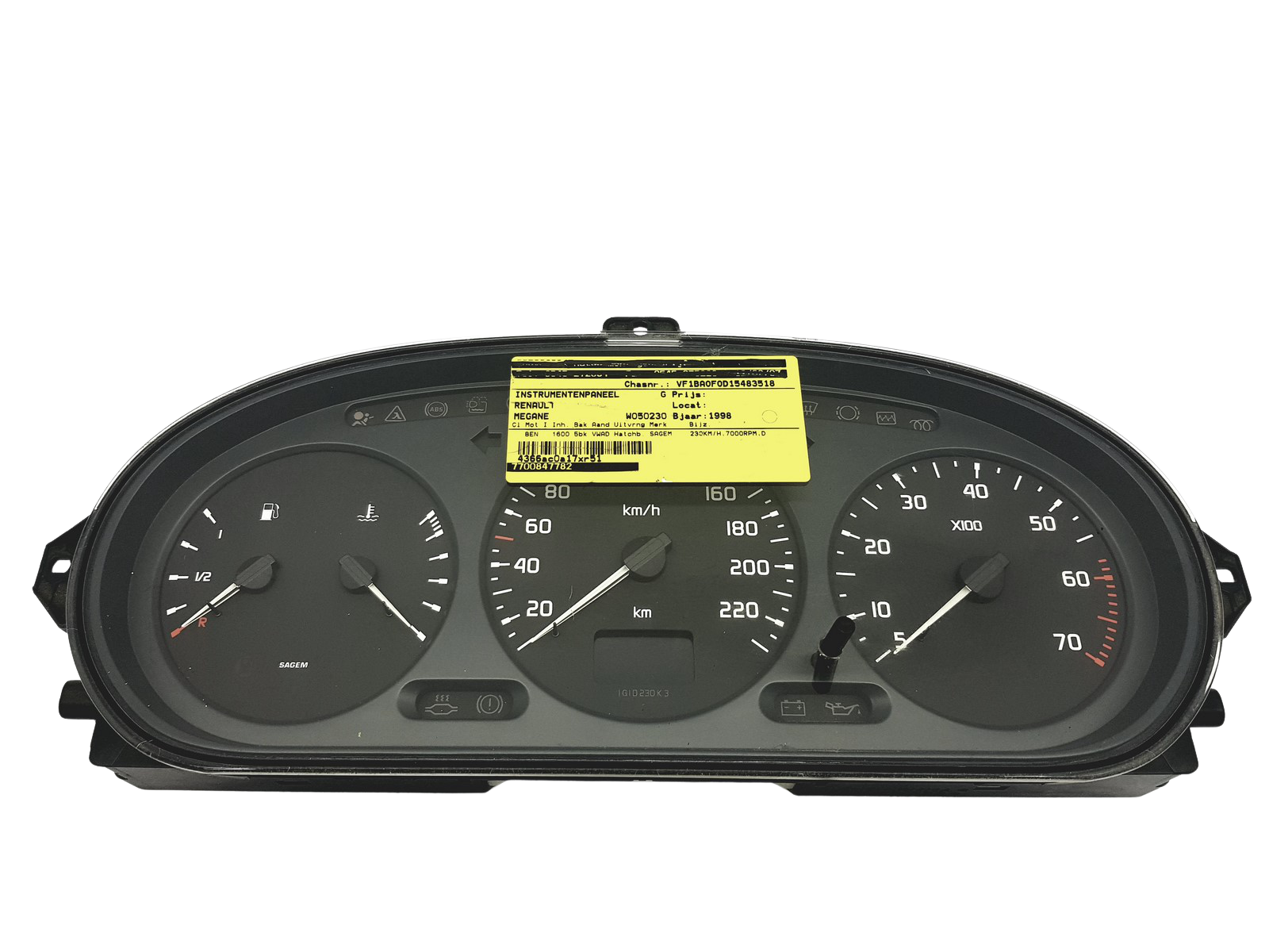 Tachometer Renault Megane 1 Scenic 1 7700847782 D 49284 main product photo