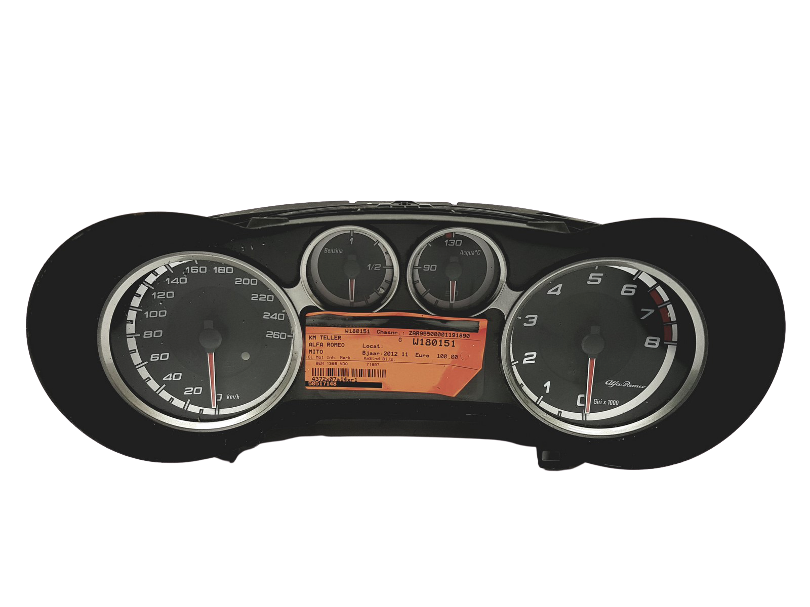 Tachometer Alfa Romeo Mito 50517148 A2C53357404 32352 main product photo