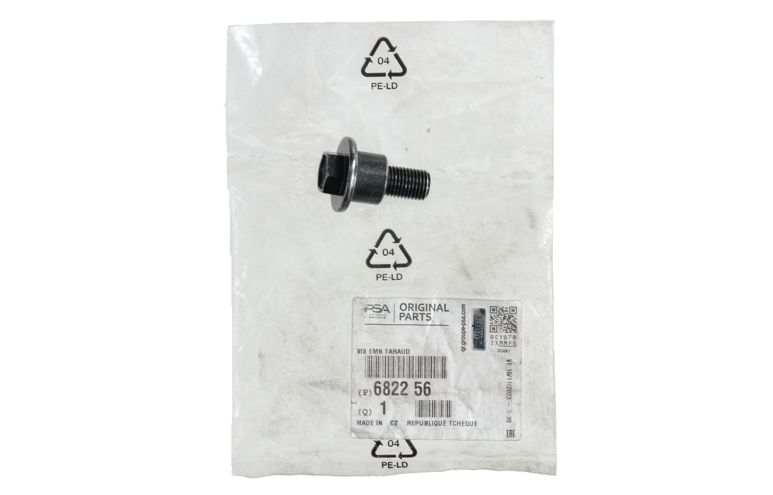 Skrutka Pasa Bezpieczeństwa Nový Originál 6822.56 682256 Citroen Peugeot main product photo