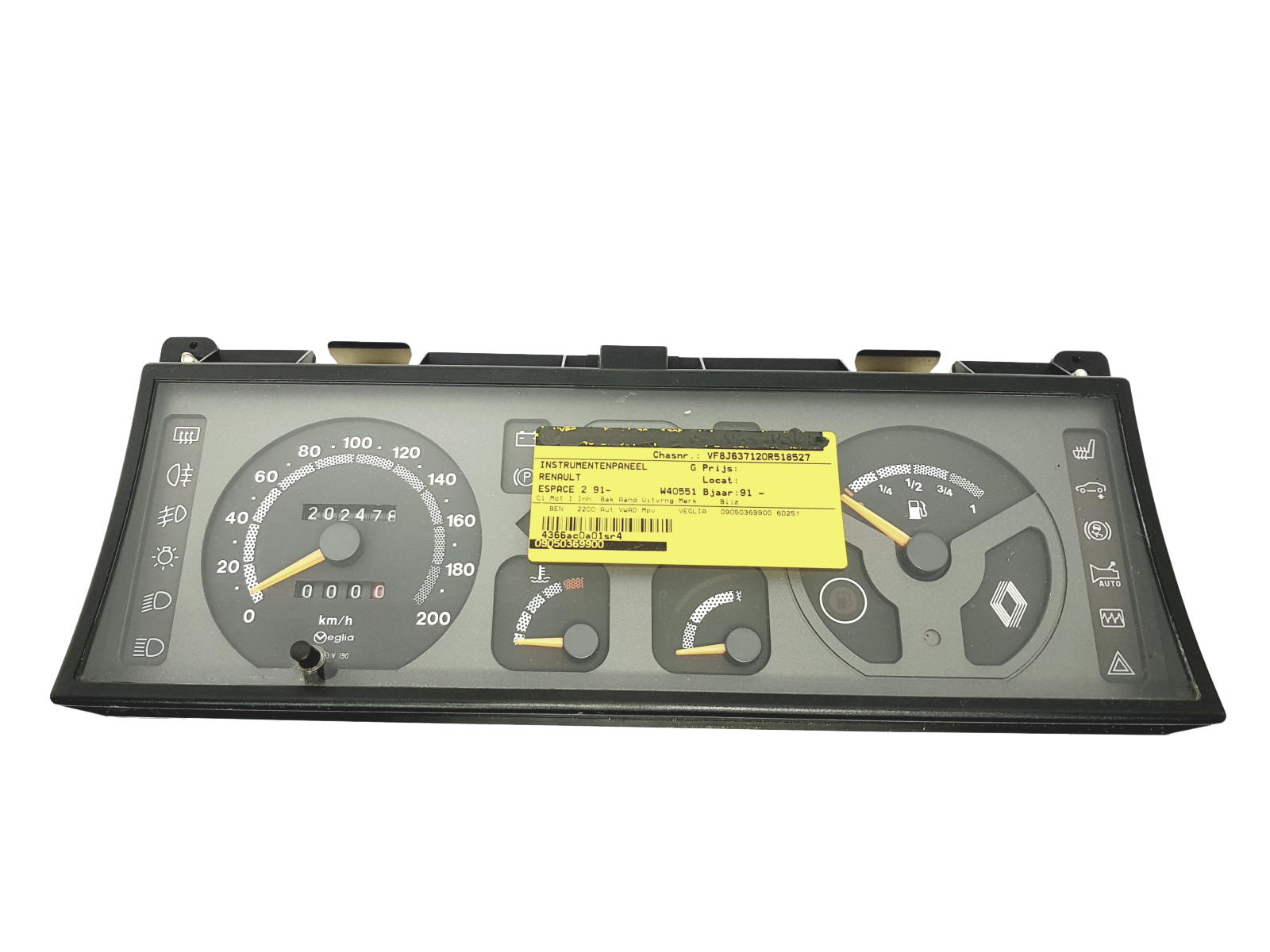Tachometer Renault Espace 2 6025104545 Veglia main product photo
